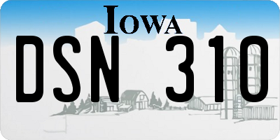 IA license plate DSN310