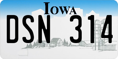 IA license plate DSN314