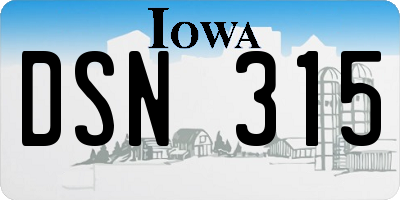 IA license plate DSN315