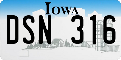 IA license plate DSN316
