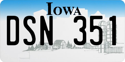 IA license plate DSN351