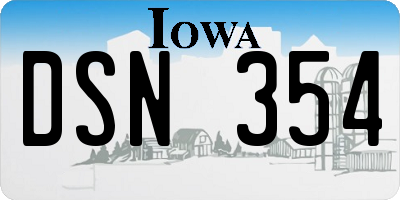 IA license plate DSN354