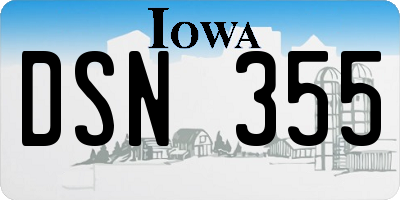 IA license plate DSN355