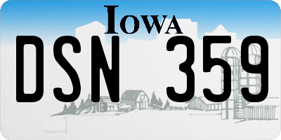 IA license plate DSN359
