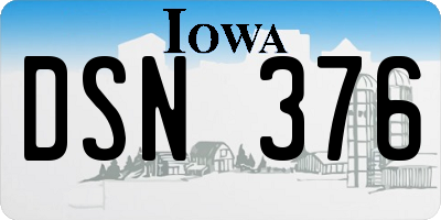 IA license plate DSN376