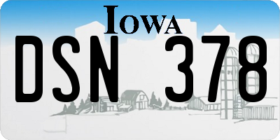 IA license plate DSN378