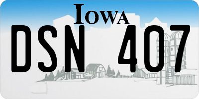 IA license plate DSN407