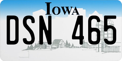 IA license plate DSN465