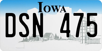 IA license plate DSN475