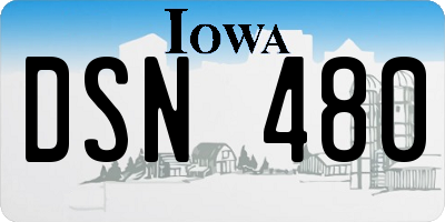 IA license plate DSN480