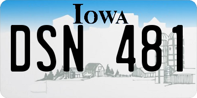 IA license plate DSN481