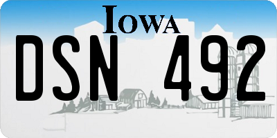 IA license plate DSN492
