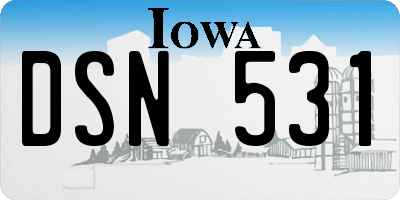 IA license plate DSN531
