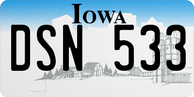 IA license plate DSN533