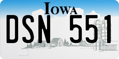 IA license plate DSN551