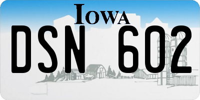 IA license plate DSN602