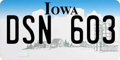 IA license plate DSN603