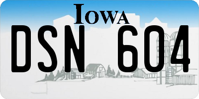 IA license plate DSN604