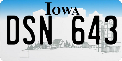 IA license plate DSN643