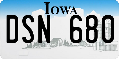 IA license plate DSN680
