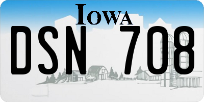 IA license plate DSN708