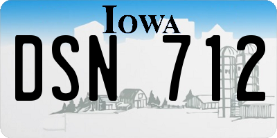 IA license plate DSN712