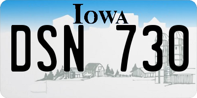 IA license plate DSN730