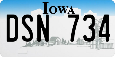 IA license plate DSN734