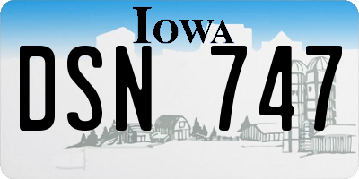 IA license plate DSN747
