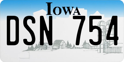 IA license plate DSN754