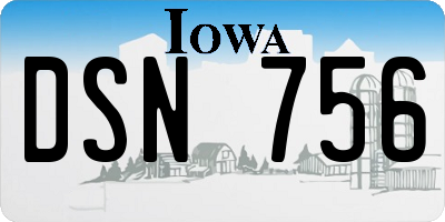 IA license plate DSN756