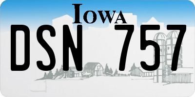 IA license plate DSN757