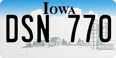 IA license plate DSN770