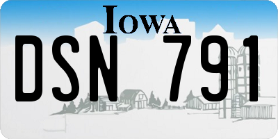 IA license plate DSN791
