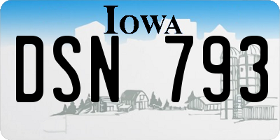 IA license plate DSN793