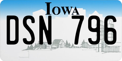 IA license plate DSN796