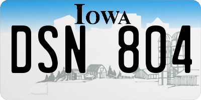 IA license plate DSN804