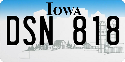 IA license plate DSN818