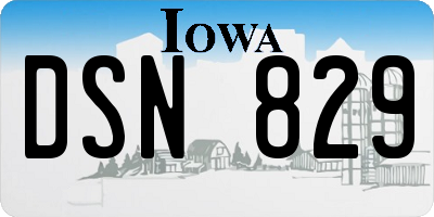 IA license plate DSN829