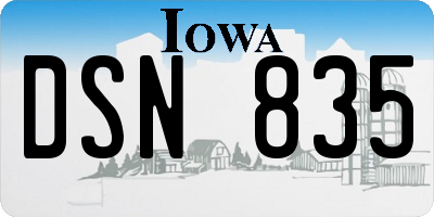 IA license plate DSN835