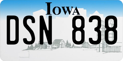 IA license plate DSN838