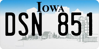 IA license plate DSN851