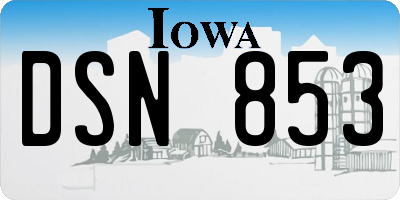 IA license plate DSN853