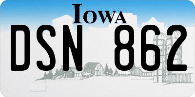 IA license plate DSN862