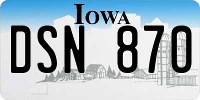 IA license plate DSN870