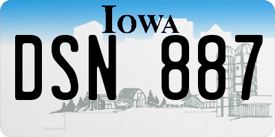 IA license plate DSN887
