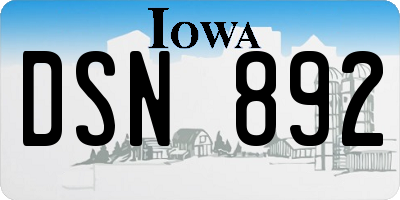 IA license plate DSN892