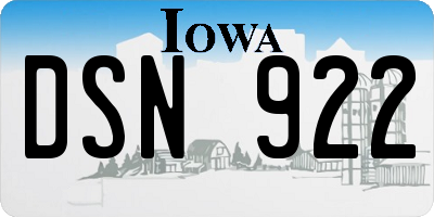IA license plate DSN922