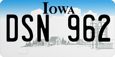 IA license plate DSN962