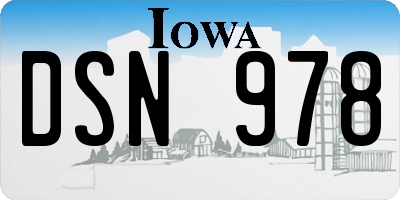 IA license plate DSN978